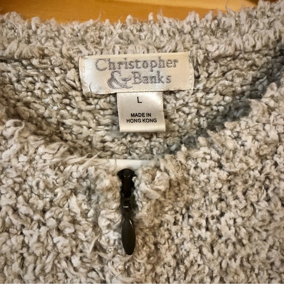 Long Sleeve, Full Zip Beige Sweater from Christopher & Banks, Women’s Size Large - Picture 2 of 6